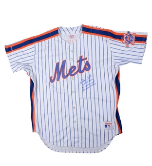 Gary Carter Signed & Inscribed NY Mets Pinstripe Baseball Jersey